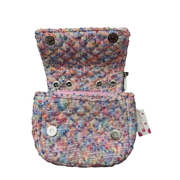 BARI Lynn Tweed Rainbow Jeweled Chain Strap Clutch Bag Chic Purse - Picture 3 of 8